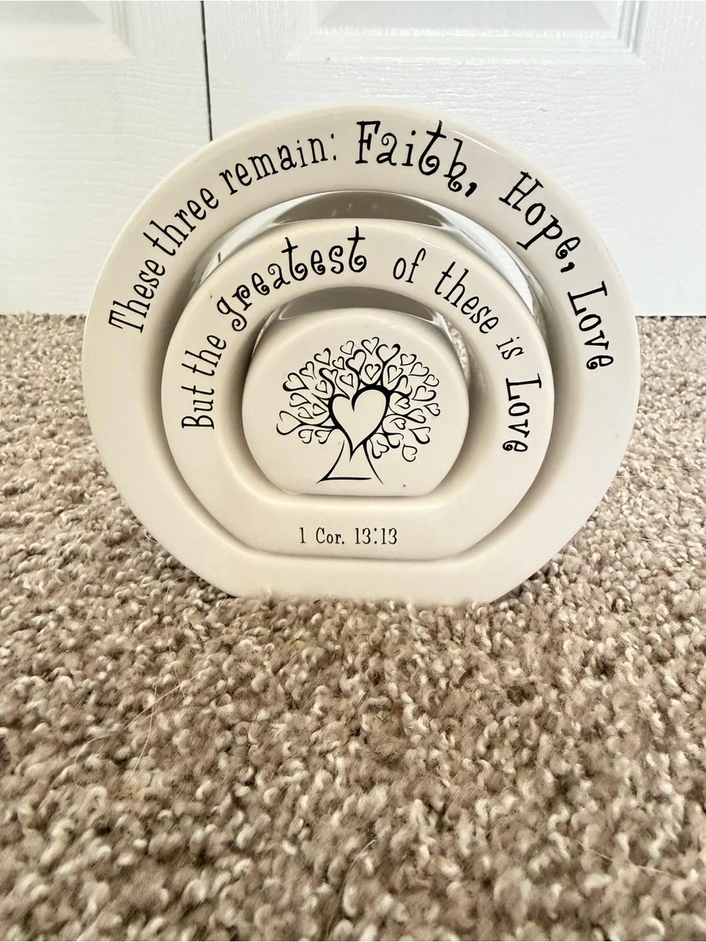 Faith Hope Love White Ceramic Nesting Candle Holders - Set of 3